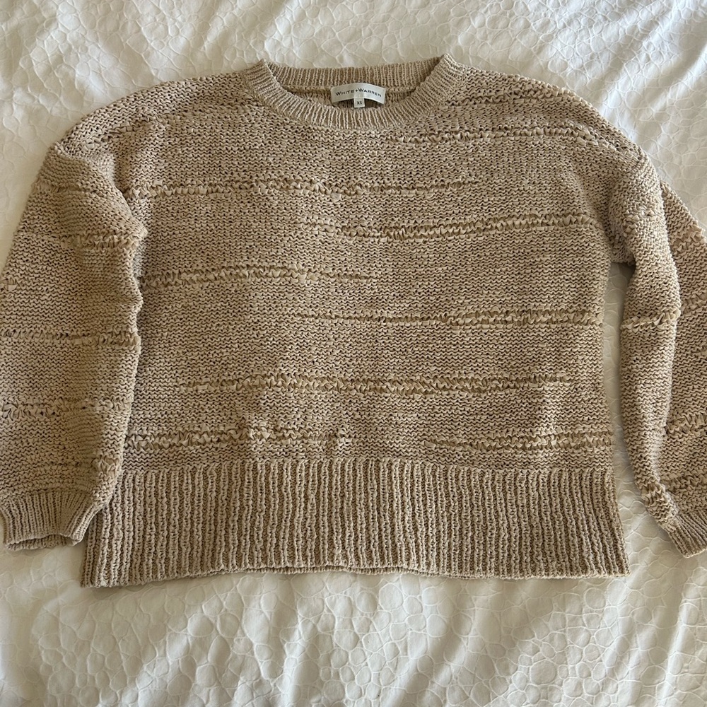 White + Warren Textured Beige Sweater